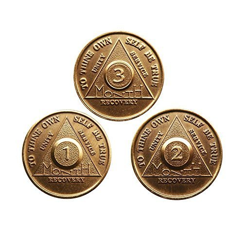 Buengna - Aa alcoholics anonymous medallion set 30 60 90 days 1 2 3 month bronze months...