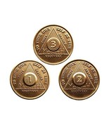 AA Alcoholics Anonymous Medallion Set 30 60 90 Days 1 2 3 Month Bronze M... - $5.49