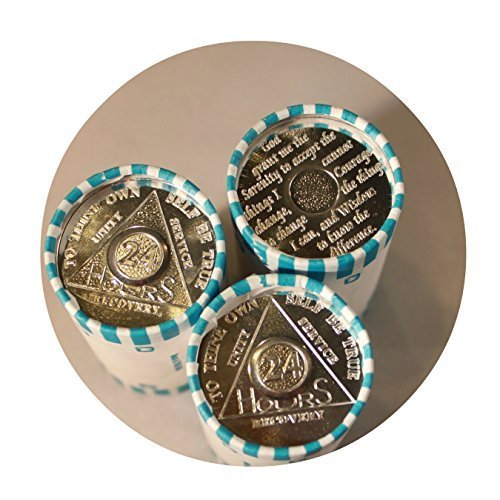 Sober Medallions - 75 aa tokens 3 rolls of the 24 hour aluminum chips / tokens commemorative