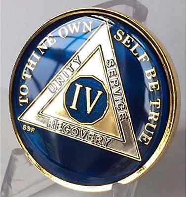 11 Year Midnight Blue AA Medallion Alcoholics Anonymous Chip Gold Tri Plate 