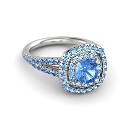2.0 Ct Cushion Cut Blue Topaz 18k Rose Gold Fn Disney Cinderella Engagement Ring