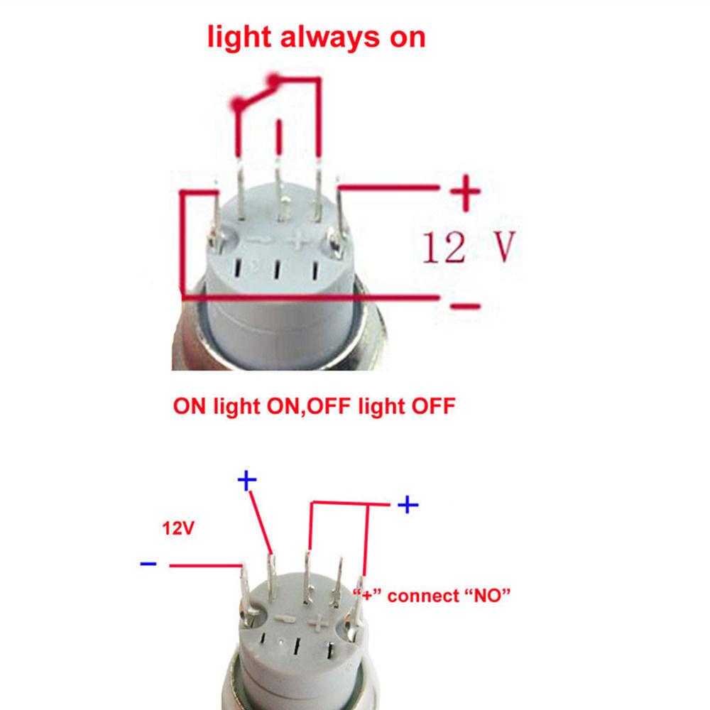 New 16mm 12V 3A Black Metal Push Button Switch Blue Led Latching ON-OFF Switch