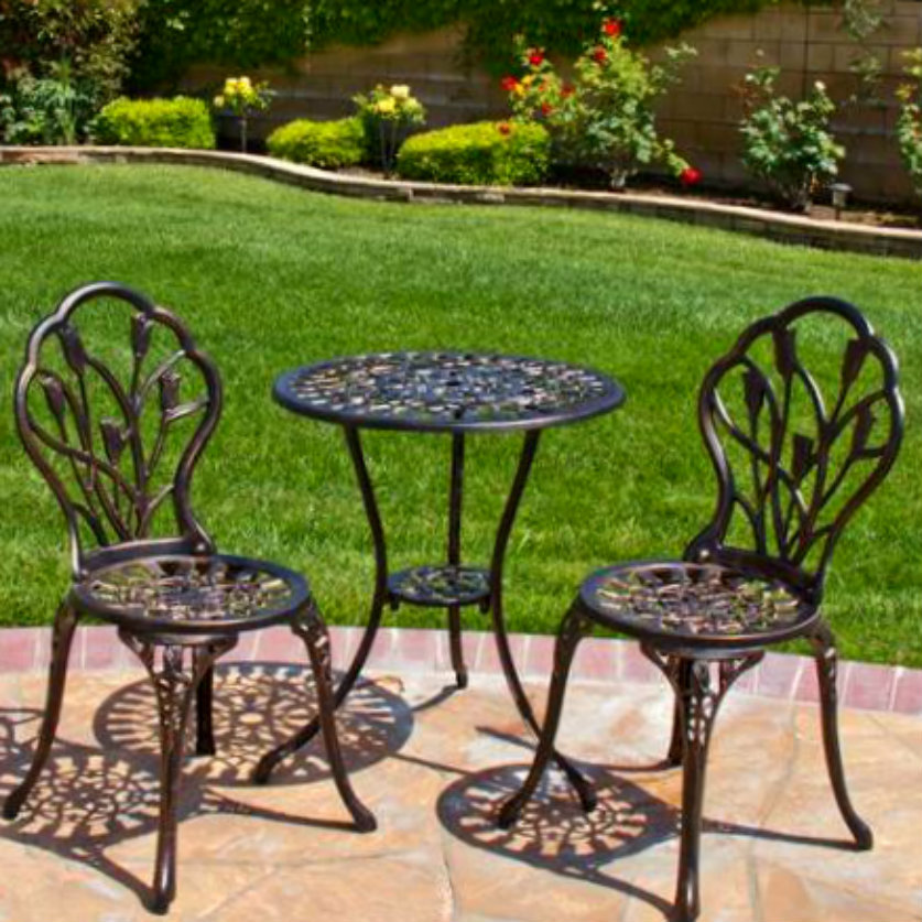 Patio Set Bistro Outdoor Furniture Table 3 Piece Chairs ...