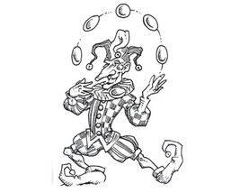 Unmounted Rubber Stamp: Juggling Jester (Left) - $3.50