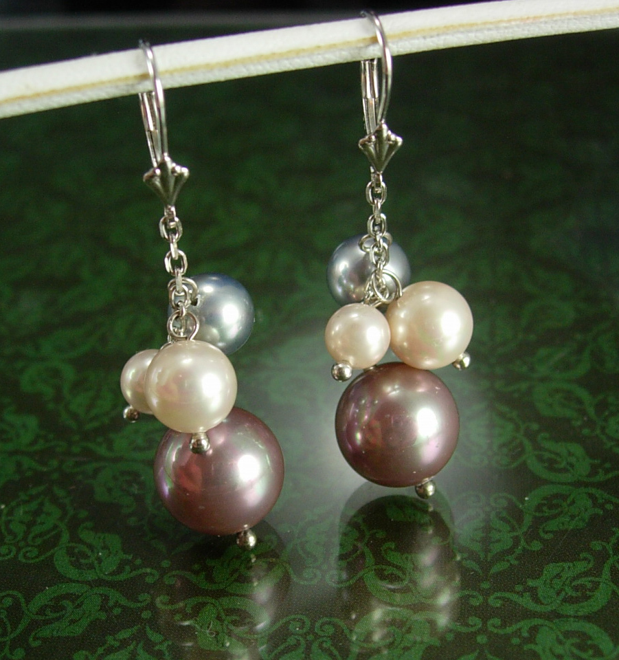 vintage real pearl earrings