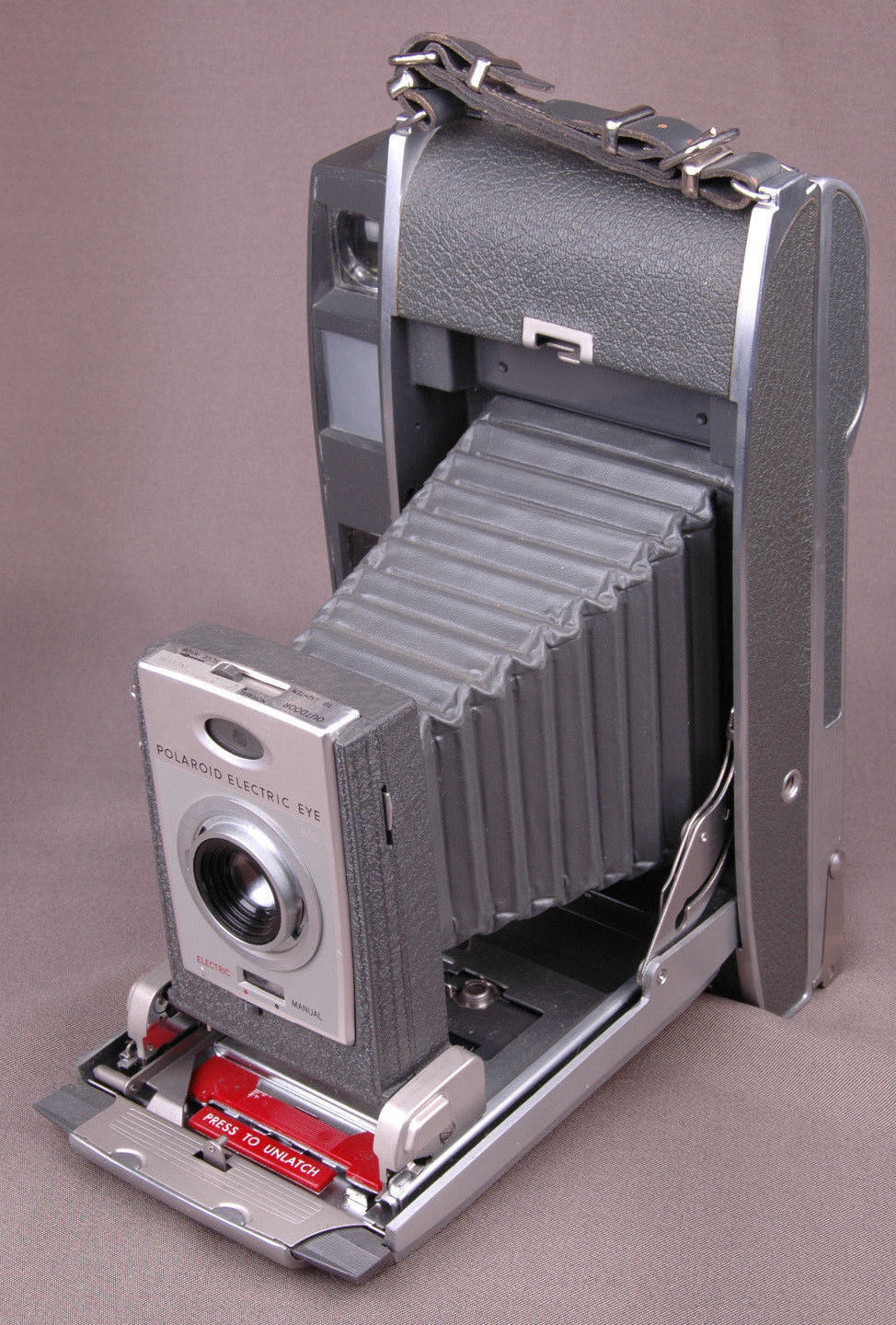 Vtg Polaroid 900 Electric Eye Land Camera-w Flash-Top Grain Leather ...