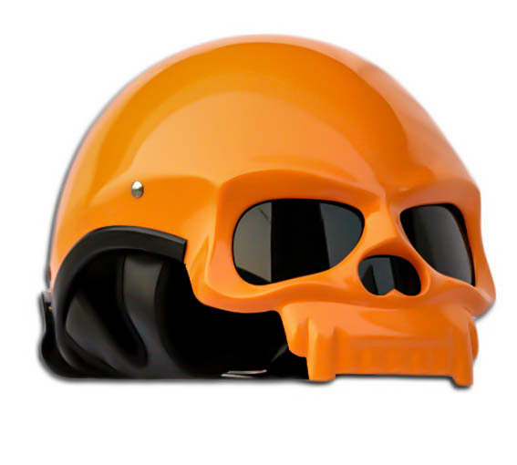 orange skull motorcycle helmet