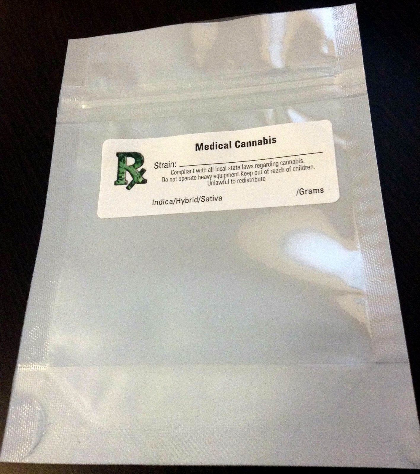 100 SMELL PROOF BAGS (w/ Rx Label) MEDICAL MARIJUANA CANNABIS SEAL