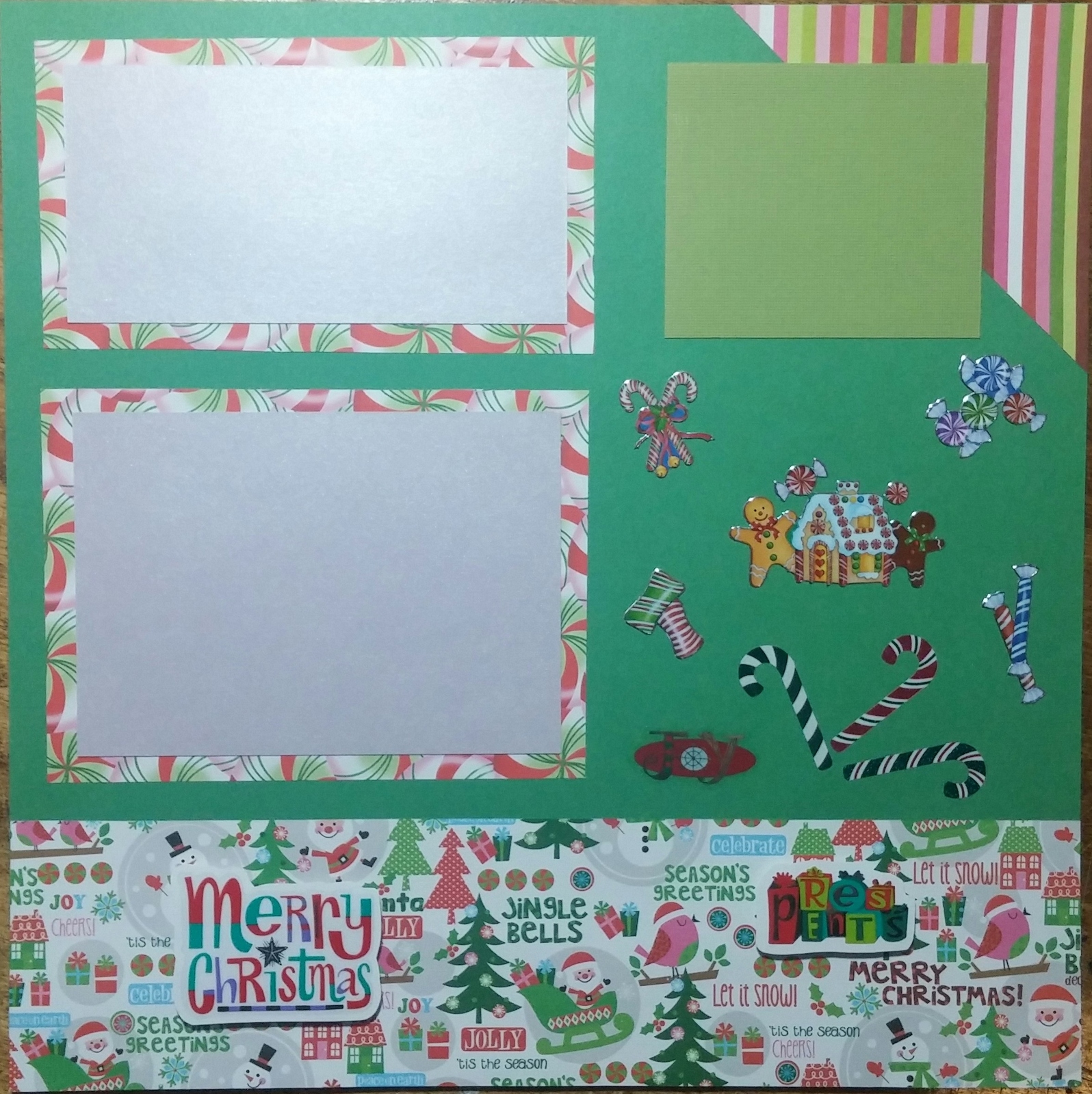 Pre-made Scrapbook Page 12x12 #2022 Presents (Christmas, candy cane ...