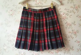 RED PLAID SKIRT Women Girl Pleated Plaid Skirt School Style Plaid Skirts NWT image 2