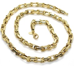 18K YELLOW GOLD CHAIN BIG ALTERNATE OVALS 7 MM 20 INCHES, SQUARED NECKLACE SHOWY image 1