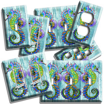 TURQUOISE SEA SEAHORSES LIGHT SWITCH OUTLET WALL PLATES NAUTICAL HOME AR... - $5.45+
