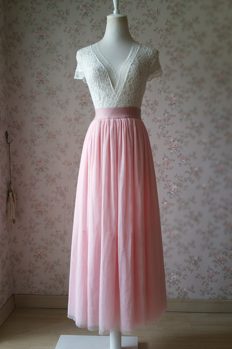 Floor Length Pink Tulle Skirt Pink Bridesmaid Tulle Skirt Plus Size