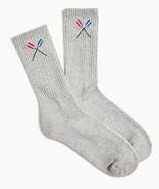 J. Crew Men's Ribbed Athletic Socks Oars Print One Size Heather Gray - $12.00