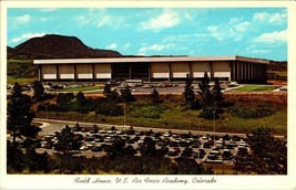 Colorado CO US Air Force Academy Field House chrome Curt Teich Cars vintage - $4.99