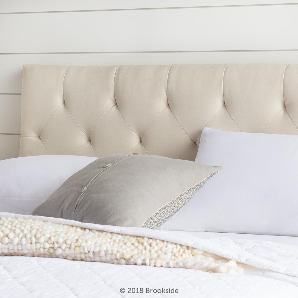 Brookside Upholstered Headboard Bed Frame Mounted Twin Size Cream Beige