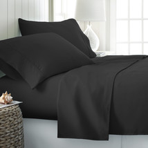 Black Ultra Soft Bed Sheet set 6 Piece Solid Color Deep Pocket in Queen & King