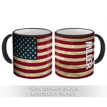 MILLER Family Name : Gift Mug American Flag Name USA United States Perso... - $15.90