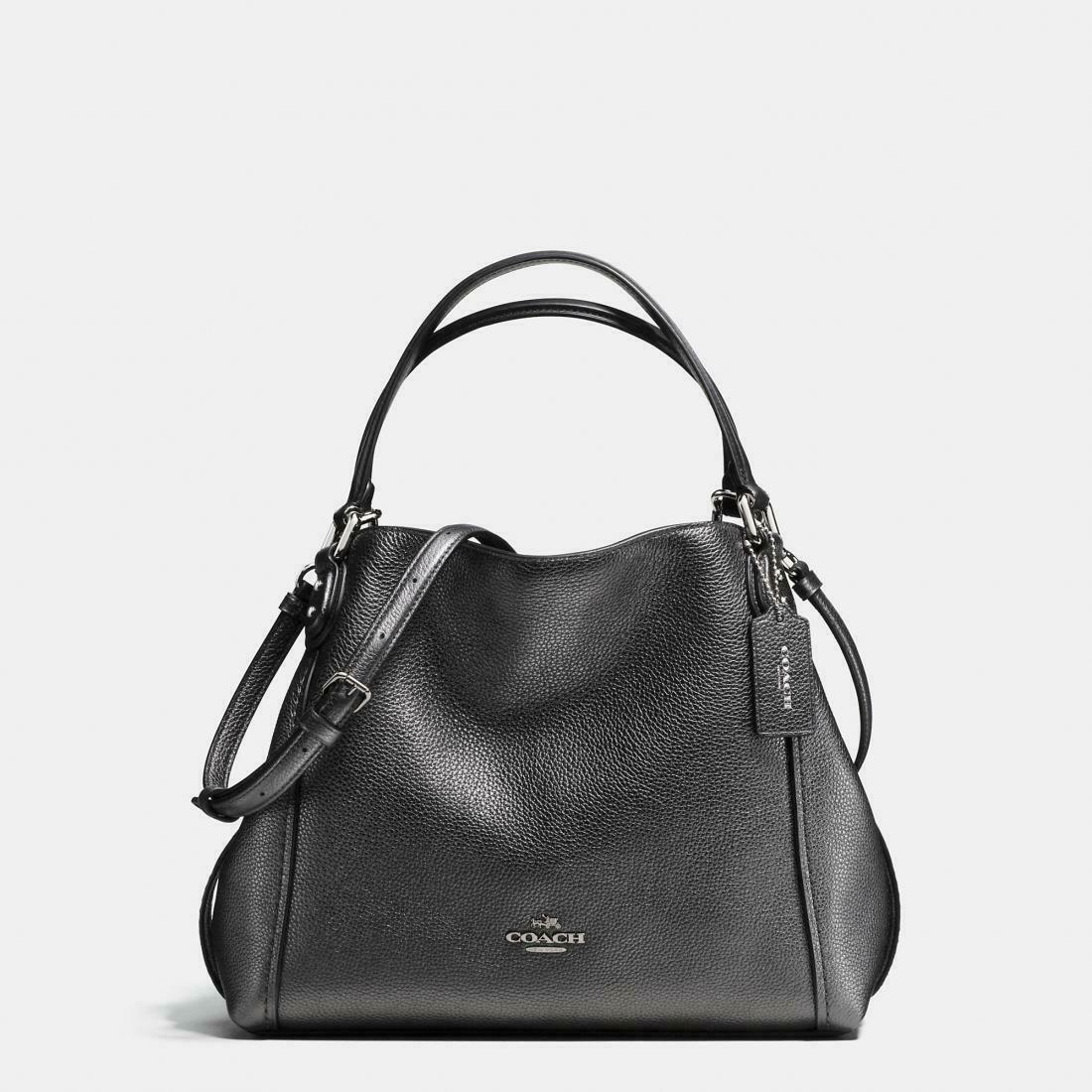 Coach Metallic Leather Graphite Women&#39;s Handbag Edie 31 87399 - Women&#39;s Handbags & Bags