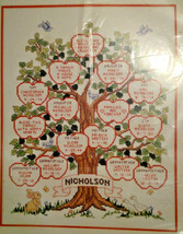 Bucilla 40577 Family Tree Counted Cross Stitch Kit 1993 Wooden Hoop - $41.67