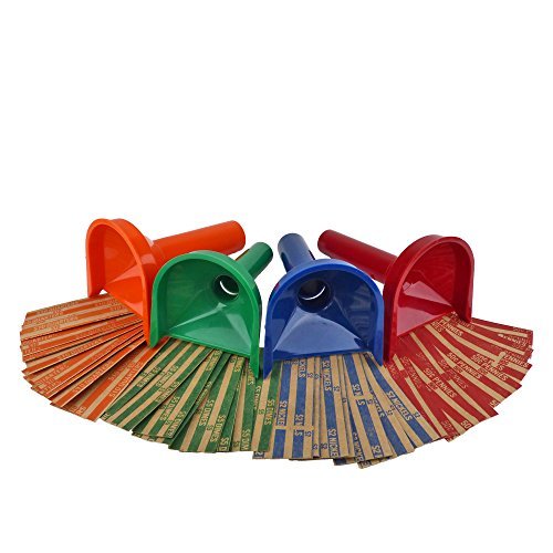 Easy Wrap Coin Tube Set Funnel Shaped Coin Counting Tubes for Pennies, Nickles Coin Tubes