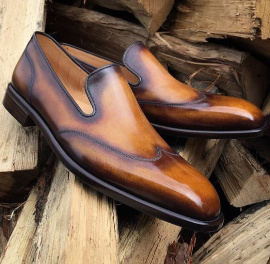 New Handmade leather formal shoes men slip on shoes men dress shoes wing toe sli