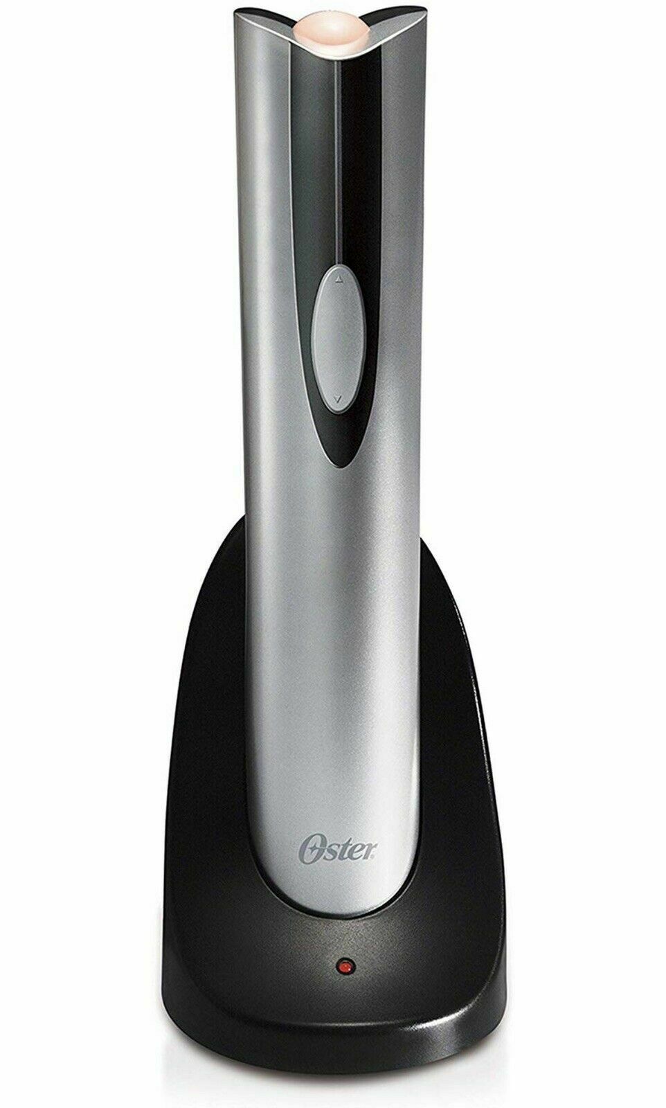 Oster Cordless Electric Wine Bottle Opener with Foil Cutter Silver New