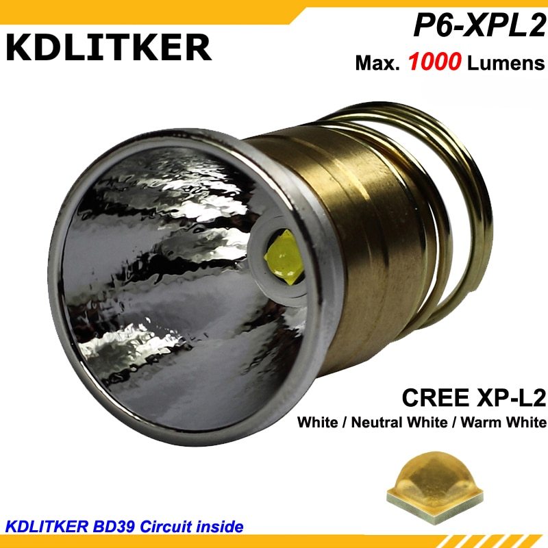 KDLITKER P6-XPL2HD Cree XP-L2 1000 Lumens 3V - 9V LED P60 Drop-in Module (Dia 26