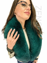 Electric Green Fox Fur Stole 47' (120cm) Saga Furs Fox Collar Fur Scarf image 2