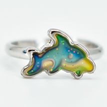 Kid's Fashion Whale Dolphin Color Changing Silver Painted Adjustable Mood Ring image 3