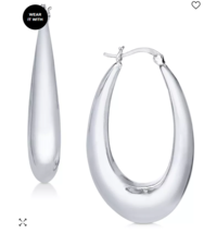 And Now This Large Silver Plated Polished Graduated Puff Medium Hoop Earrings - $25.00