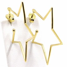 18K YELLOW GOLD PENDANT STAR EARRINGS, 1.4 INCHES LENGTH, MADE IN ITALY image 1