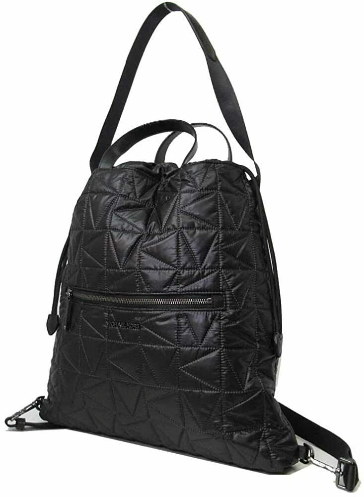 NWB Michael Kors Winnie Large Quilted Nylon Black Conv. Backpack Dust Bag FS