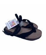 Muk Luks Estelle Terra Braided Sandals Black Ankle Vegan Foam Womens Size 8 - $29.69