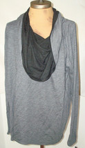 NWT New Designer Josie Natori Top Blouse Black Gray Womens S Long Sleeve... - $234.00