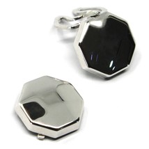 18K WHITE GOLD BUTTON COVERS, FACETED OCTAGON, MADE IN ITALY image 2