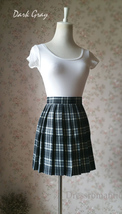 Black and White Plaid Skirt Mini Pleated Plaid Skirt Outfit A-line High Waisted image 10