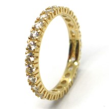 18K YELLOW GOLD ETERNITY BAND RING, WHITE CUBIC ZIRCONIA, THICKNESS 3 MM image 2