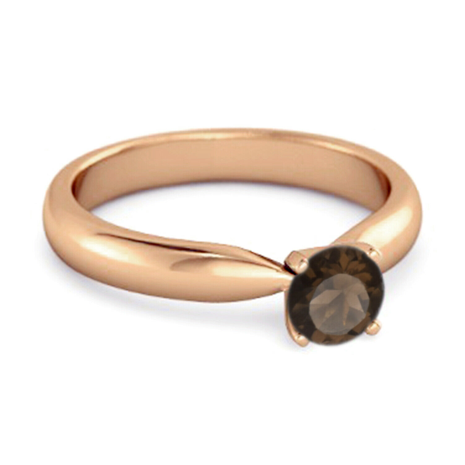 0.25 Cts Round Smoky Quartz Gemstone 9K Rose Gold Promise Ring
