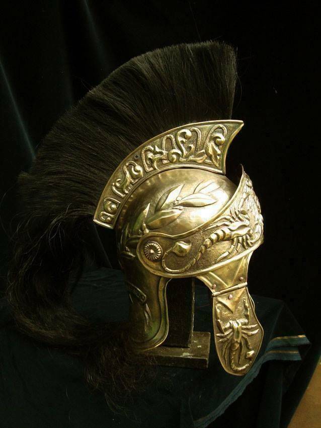 Authentic Replica 18 Guage Brass Captain Medieval Cavalry Roman Helmet ...