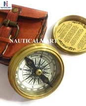 NauticalMart Brass Compass Marine Pocket Compass Engraved Robert Frost Poem w/Le