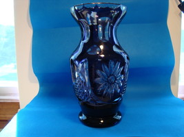 Bohemian purple cut to clear crystal vase. - $25.00