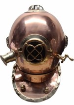 18" Diving Helmet Navy Deep Sea Vintage Divers Helmet Replica with Wood Stand image 1