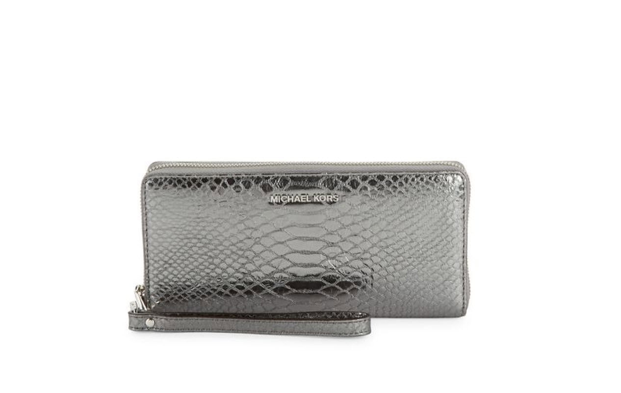 michael kors silver metallic wallet