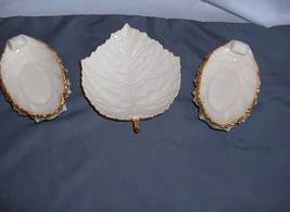 3 Vintage Leaf Lenox China Candy Dishes Maple & Acanthus MINT - $64.35
