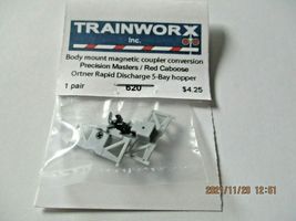 Trainworx Stock #620 Gray Body Mount Coupler Precision Masters/Red Caboose (N) image 3