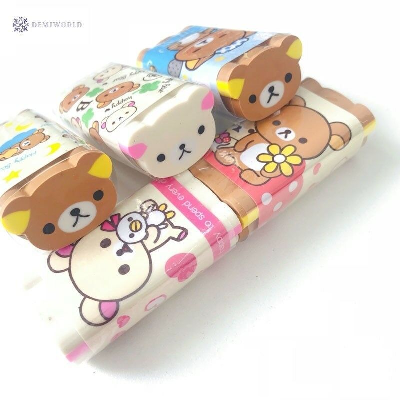 1PC Happy Brown Bear Eraser Rubber Erasers Correction School Office