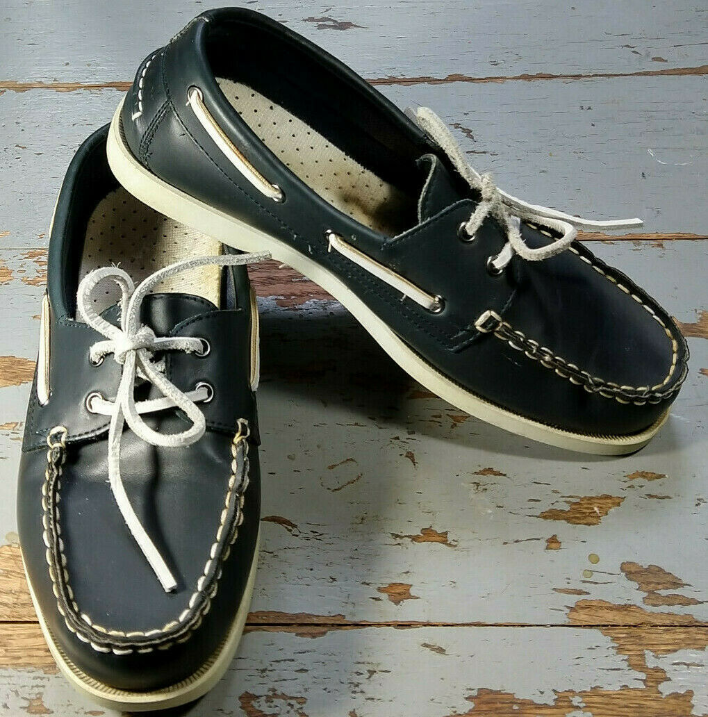 Vintage Thom McAn Classic Navy Boat Shoes Docksiders Size Men's 7M ...