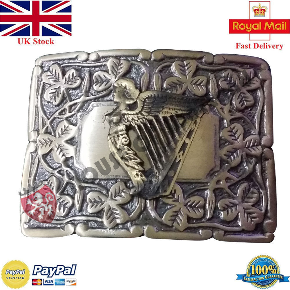 HS Scottish Kilt Belt Buckle Round Celtic Knot Work Antique Finish 3/" Highland