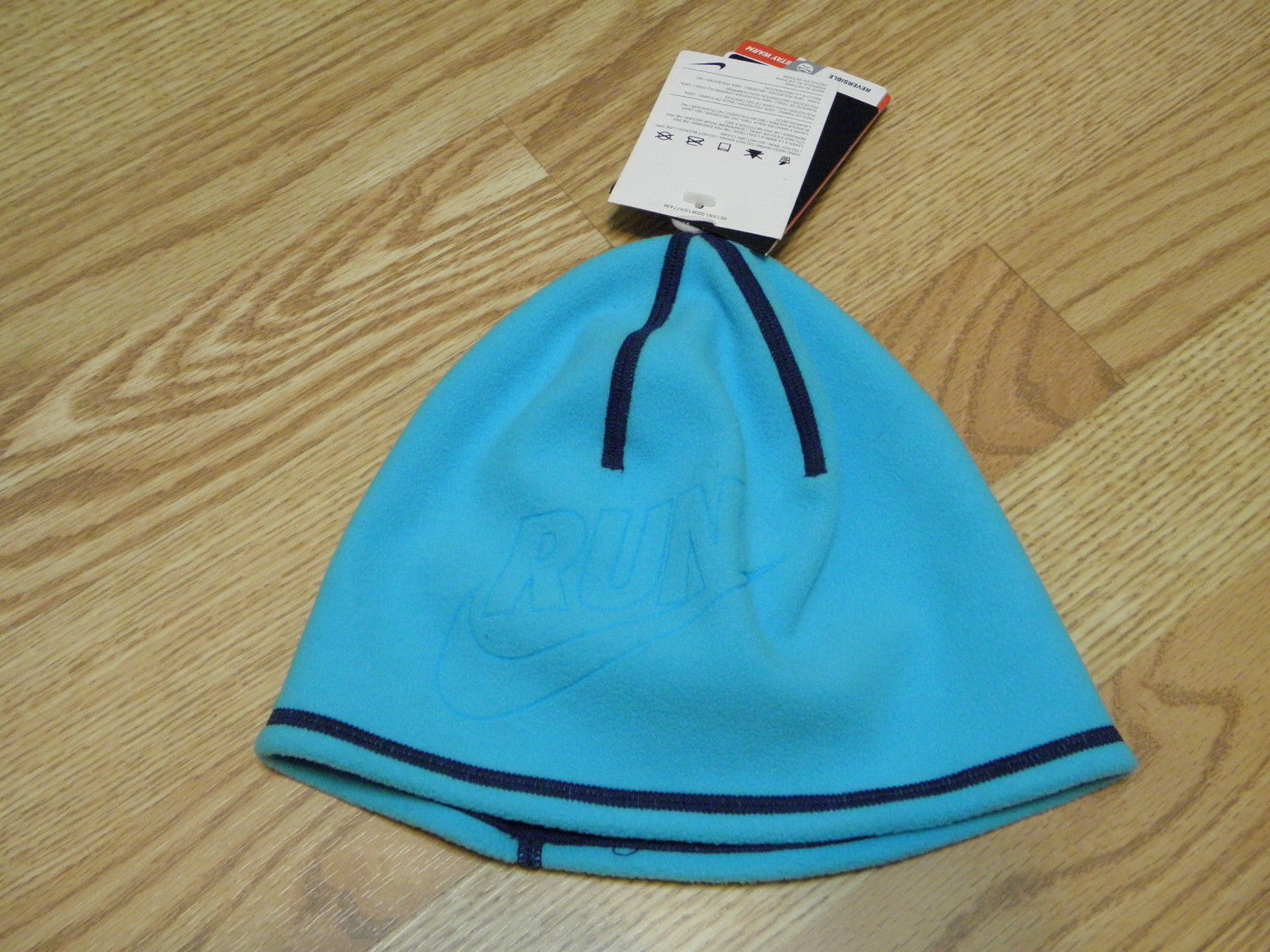 NWT NIKE GIRLS BEANIE HAT CAP~YOUTH REVERSIBLE SKI CAP~BLUE /& PINK~THERMA-FIT